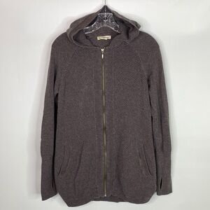 Dakini Mauve Textured Full Zip Hooded Cardigan Sweater Large